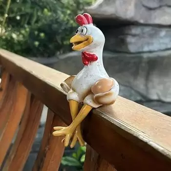 Курица орнамент смола ручная роспись сидящая статуя цыпленка украшение забора фигурка цыпленка для дома сад лестница ферма патио разноцветный