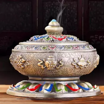 Курильница для благовоний Компактный винтажный дизайн Настольный держатель для украшений с крышкой для офиса бронзовый