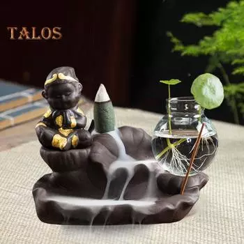Курильница для благовоний Sun Wukong, фиолетовая керамика, курильница с обратным потоком, курильница для благовоний с гидропонной вазой для домашнего декора D