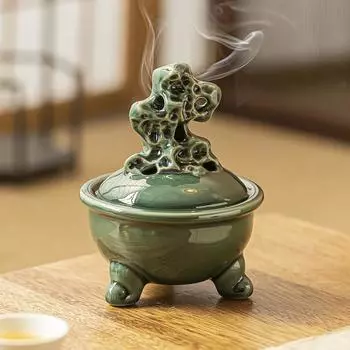 Курильница для благовоний Taihu Disk, бытовая керамическая курильница из сандалового дерева, креативные украшения для рабочего стола для чайной церемонии, украшение для дома