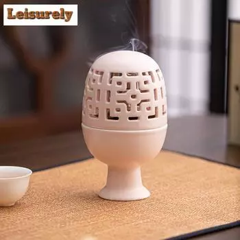 Курильница для благовоний в стиле дзен-бобов, полая керамическая, высокая, для внутренней дорожки, арома-печь, держатель для курильницы, украшение для китайской чайной комнаты