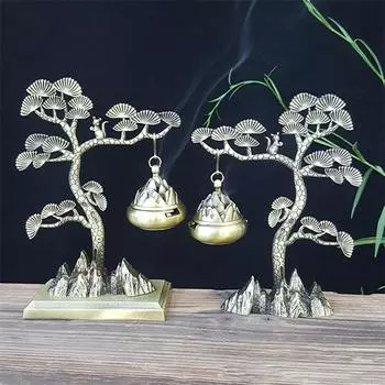 Курильница для благовоний в стиле ретро, медная, лотосовая, ручная печь, винтажные украшения для дома, выдолбленные с крышкой One Size