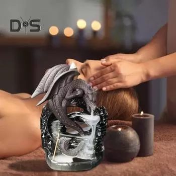 Курильница для благовоний в виде дракона, керамическая подставка для благовоний с обратным потоком в виде крылатого дракона, курильница для благовоний в виде водопада для комнаты для медитации, спальни A