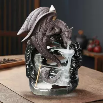Курильница для благовоний Yousheng Dragon, керамическая курильница с крыльями дракона, обратный поток, водопад, курильница для медитационной комнаты, спальни