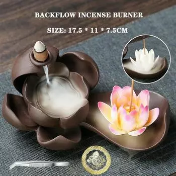 Курильница с дымом лотоса, курильница с обратным потоком, водопад, река, держатель для рукоделия розовый