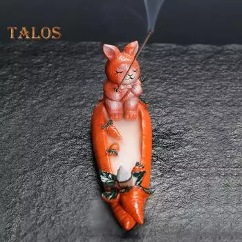 Курильница с обратным потоком в виде кролика, держатель для благовоний из смолы, настольная курильница с морковным кроликом для домашнего декора, снятия беспокойства оранжевый