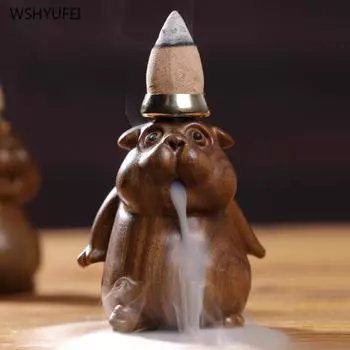 Курильница в виде сурка из цельного дерева, украшение для дерева, ремесло резчика по дереву, украшение для автомобиля, украшение для гостиной, статуэтка для дома