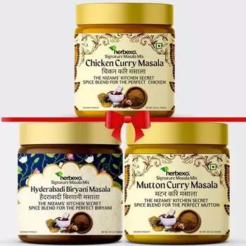 Куриная масала, мясная масала и настоящая хайдарабадская бирьяни масала — идеальное сочетание для ароматного дум-бирьяни, бараньего карри и куриного карри