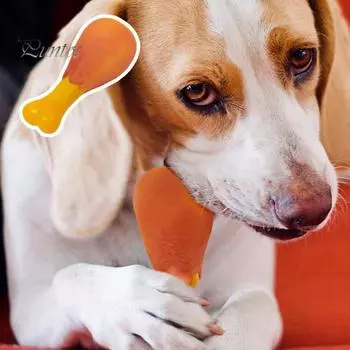 Куриная ножка, игрушка для собаки, чистка зубов, игра, устойчивая к укусам виниловая игрушка со звуком, здоровье зубов, облегчение скуки, товары для домашних животных для дома, путешествий на открытом воздухе жёлтый