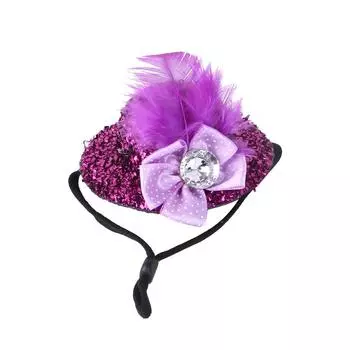 Куриные шляпы для курицы, маленькие забавные аксессуары для курицы, цилиндр с перьями One Size фиолетовый