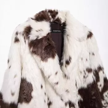 Куртка 2024 осень женская одежда, стильное пальто с анималистичным принтом из искусственного меха XS
