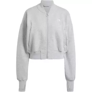Куртка Adidas All Season Rib Track с вышитым логотипом бренда, свободная, с длинным рукавом и застежкой-молнией, женские куртки, средне-серый цвет IY6833 M