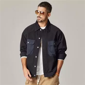 Куртка American Heavy Retro Tooling, мужская свободная, крутая, охотничья, мужская, стираная, хлопковая куртка Coach S серый