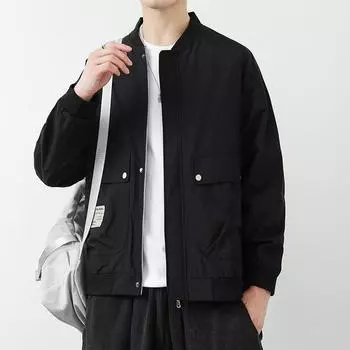Куртка American High Street Tooling, мужская, осенняя, свободная, повседневная, мужская, верхняя, пилотная, кардиган, мужская, бейсбольная форма M чёрный