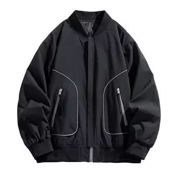 Куртка American Retro Pilot, мужская свободная бейсбольная куртка, куртка на весну и осень XXXXL чёрный