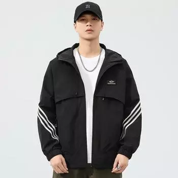 Куртка American Tooling мужская сезонная свободная с капюшоном с принтом модного бренда повседневная куртка куртка M чёрный