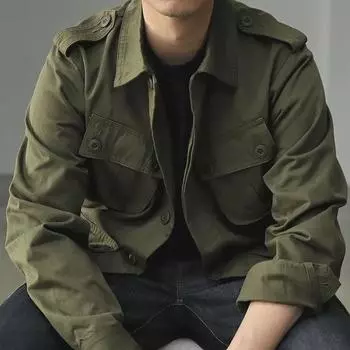 Куртка Ami Khaki Jungle Jacket 2024 года выпуска времен Второй мировой войны: Мужская рабочая одежда в стиле ретро с множеством карманов армейского зеленого цвета на весну и осень L армия зеленый