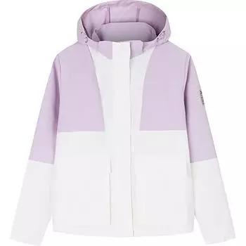 Куртка Anta Color Block свободного кроя с капюшоном и длинными рукавами, женские куртки, бумага-белый, глициния-фиолетовый 162446602S-7 M