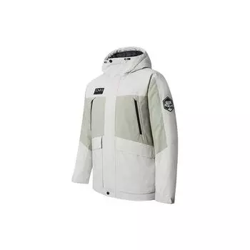 Куртка Anta Patchwork с капюшоном и застежкой-молнией, мужские куртки, трава, зима, серый, сосна, серый, зеленый 152347958-1 3XL