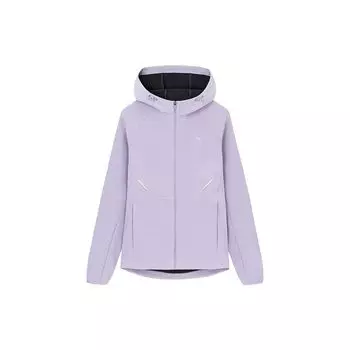 Куртка Anta Running Series с капюшоном и длинными рукавами, однотонная, с логотипом, на молнии, женские куртки, фиолетовые 962335601-3 2XL