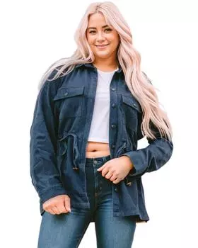 Куртка Azura Exchange Blue Plus Size Cordour Jacquard Knit Aztec Back 1X синий