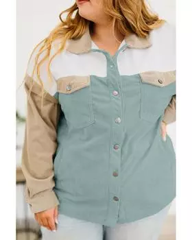 Куртка Azura Exchange из разноцветного вельвета с цветными блоками и карманами на пуговицах 4X разноцветный