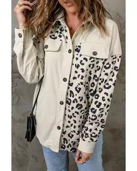 Куртка Azura Exchange из вельвета с леопардовым принтом S абрикосовый