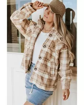 Куртка Azura Exchange Khaki Sherpa Plaid с карманами на пуговицах XL хаки