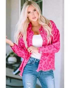 Куртка Azura Exchange с леопардовым принтом и манжетами на пуговицах L розовый