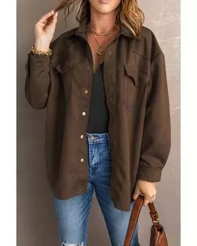 Куртка Azura Exchange Snap Button Up из замши L коричневый