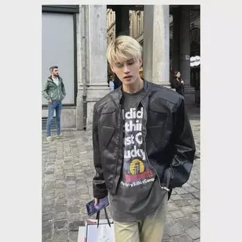 Куртка байкера в стиле ретро в стиле хай-стрит от American Retro: Женский структурированный дизайн с подбитыми плечами и воротником-стойкой XL белый