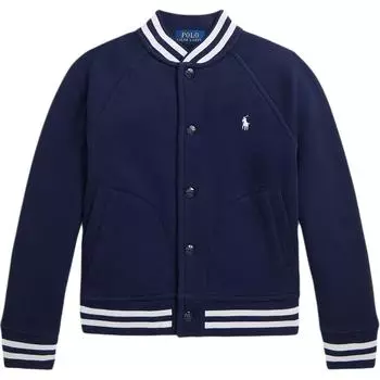 Куртка бейсбольная Polo Ralph Lauren FW24 с вышитым пони хлопковым флисом и длинными рукавами для детей, темно-синяя 657298 L