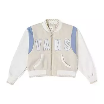 Куртка бейсбольная Vans Color Block Letter Zip с длинным рукавом, женские куртки Oatmeal VN000GUT2N1 XS