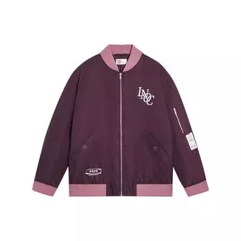 Куртка-бейсболка с принтом в виде букв из серии Li Ning China, на молнии, с воротником-стойкой, унисекс, темно-фиолетовая, кремовая, светло-розовая AJMT047-1 M