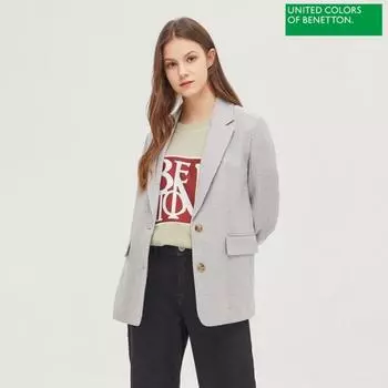 Куртка Benetton Benetton Lettering Point Check Bajka1211 Bl Blue/42