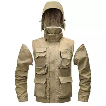 Куртка без рукавов мужская ветрозащитная куртка для активного отдыха на весну и осень, свободная повседневная куртка большого размера с несколькими карманами XS