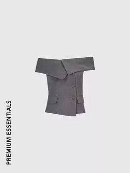 Куртка без рукавов с вырезом «лодочка» Серая