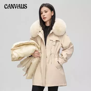 Куртка больших размеров. Удаление подкладки осенью и зимой. Хлопковая куртка. Женская приталенная куртка с большим меховым воротником. Хлопковая куртка. M чёрный