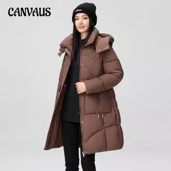 Куртка большого размера из хлопка, женская, средней длины, зимняя, с утолщенной талией и капюшоном, однотонная куртка Tide M чёрный