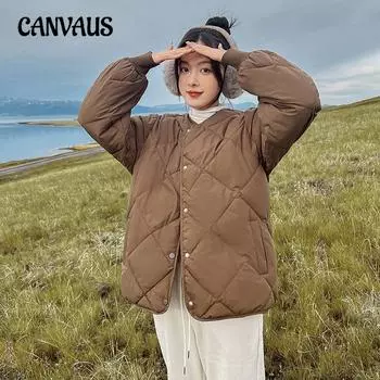 Куртка большого размера из хлопка, женская зимняя легкая куртка для отдыха с ромбовидной решеткой S чёрный