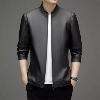 Куртка большого размера из натуральной овчины для мужчин молодого и среднего возраста, свободная кожаная куртка для папы M