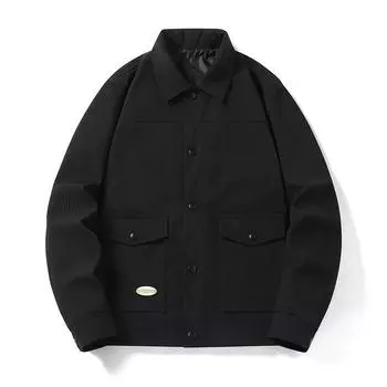 Куртка большого размера мужская осенняя мужская куртка мужская подростковая универсальная свободная одежда с капюшоном M чёрный