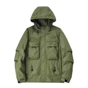 Куртка большого размера с капюшоном для молодых мужчин, ветрозащитная куртка с несколькими карманами для активного отдыха M