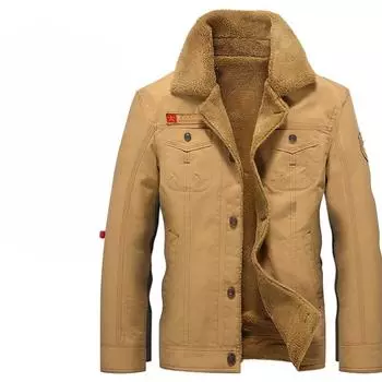 Куртка большого размера в стиле милитари для активного отдыха с флисом и утолщенным хлопком Clip Tooling Gram M хаки