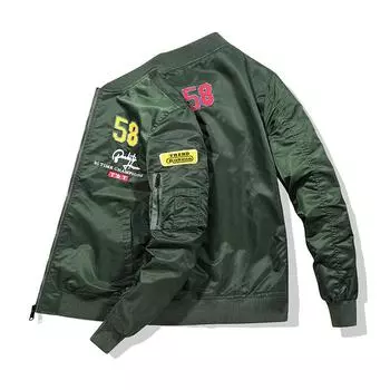 Куртка-бомбардировщик ВВС Мужская вышитая бейсбольная форма плюс куртка размера M чёрный