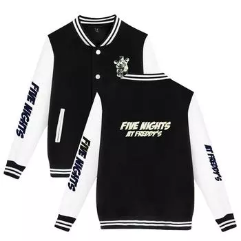 Куртка-бомбер Five Nights At Freddy s для женщин и мужчин, модная бейсбольная куртка в стиле Харадзюку, женская уличная одежда, весенне-осенняя верхняя одежда-бомбер XS темно-синий