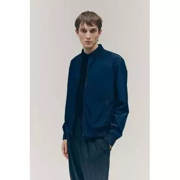 Куртка-бомбер HM легкая, стандартного кроя, темно-синяя XS