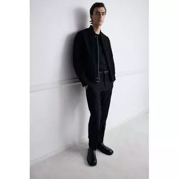 Куртка-бомбер HM Regular Fit из смеси шерсти, черная S