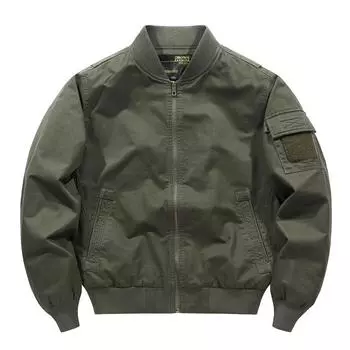 Куртка-бомбер из чистого хлопка, мужская, весна-осень, свободная, большого размера, мужская, бейсбольная форма, тонкая M чёрный