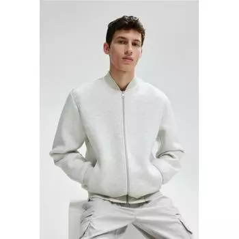 Куртка-бомбер из джерси HM Regular Fit светло-серая меланжевая M